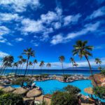 Large hotel pool near the ocean in Hawaii