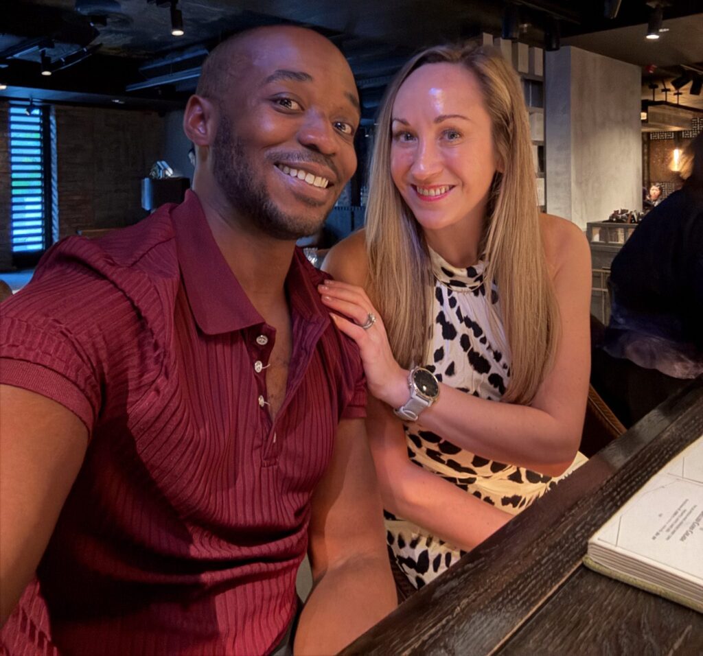 Couple sitting at the bar inside Gokan cocktail bar in Central Hong Kong