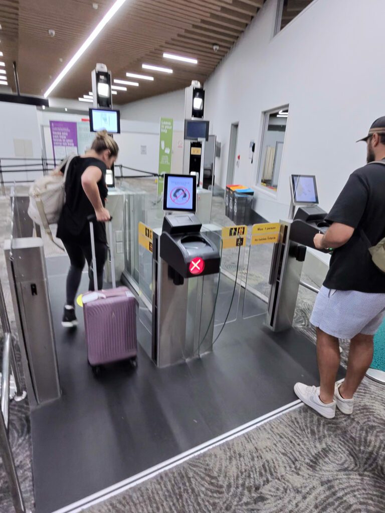 Auckland Airport automated eGate passport control area for international departures