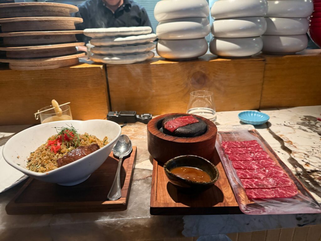 Wagyu beef and Japanese rice dish served at Makoto restaurant inside Grand Hyatt Vail