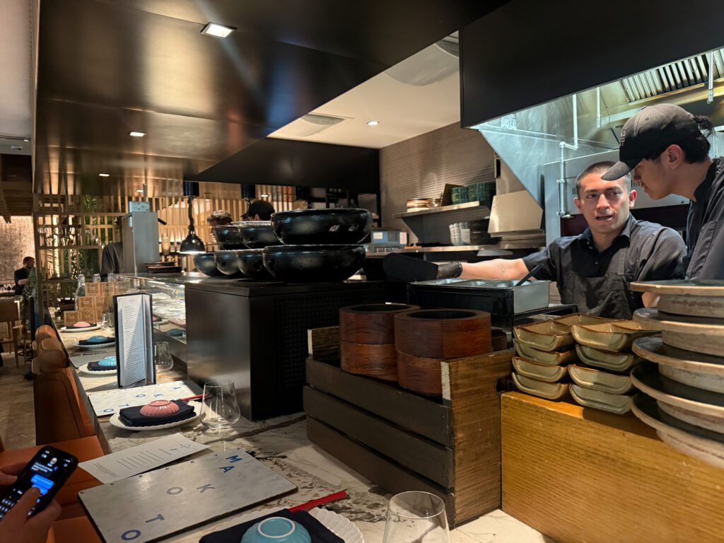 Open kitchen seating at Makoto Vail where guests can watch chefs prepare Japanese cuisine