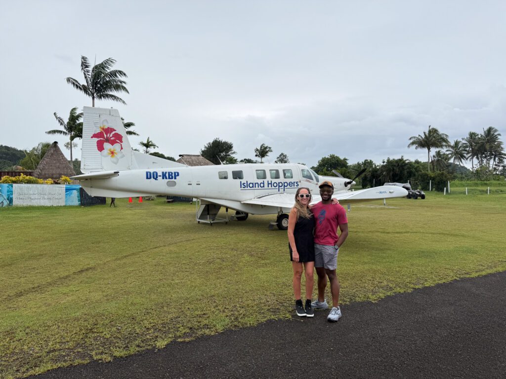 Island Hoppers aircraft parked at Nanuku Resort Fiji private airstrip in Pacific Harbour
