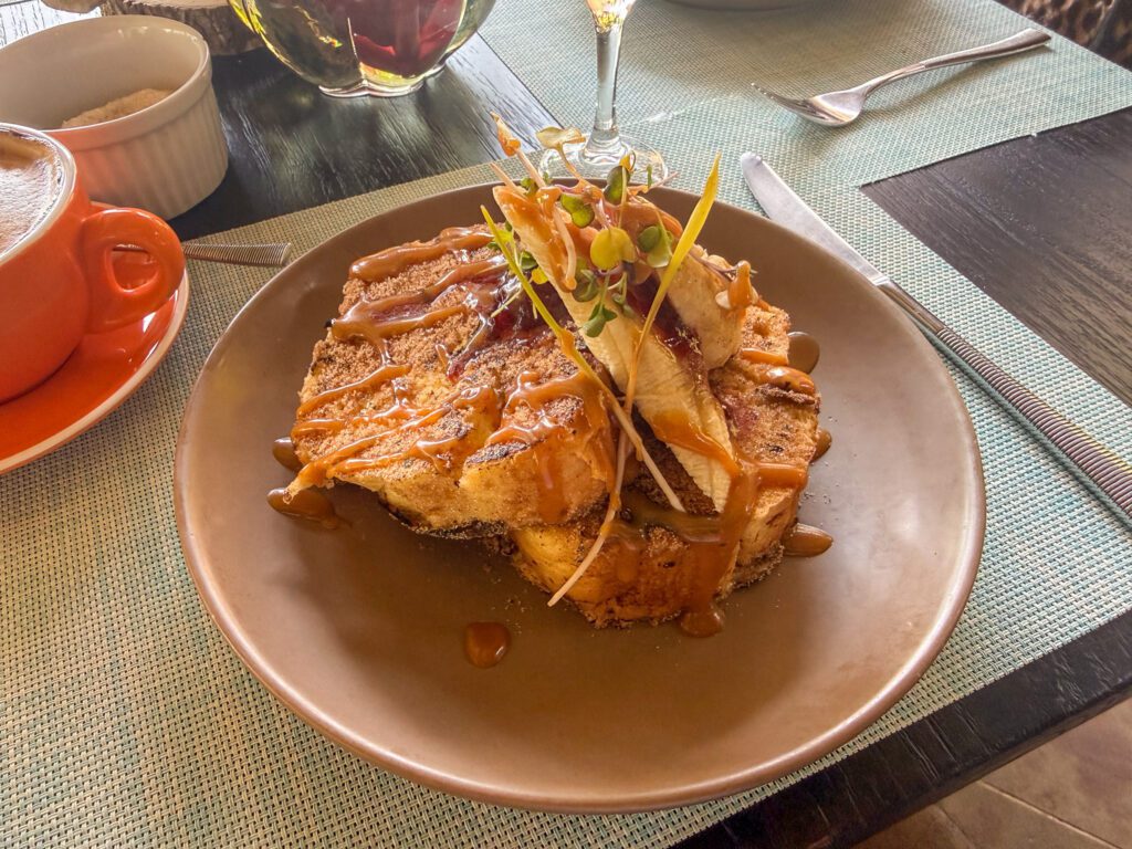 French toast breakfast dish with caramel drizzle served at Nanuku Resort Fiji