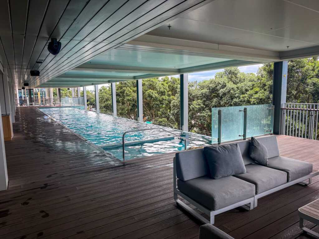 25-meter infinity pool at Park Hyatt Auckland overlooking the waterfront in Auckland's Wynyard Quarter